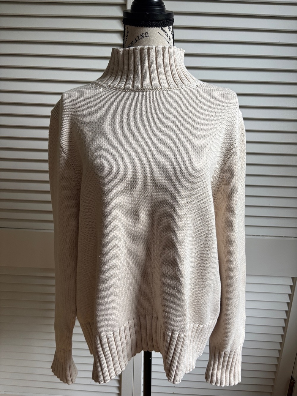 J.Crew Cream Ribbed Mock Neck Sweater Size L